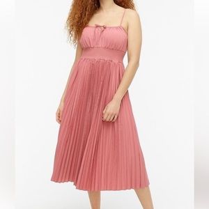 J. Crew NWT pleated smocked-waist pink midi dress size 12